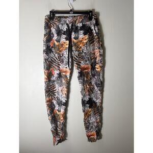 NWT Tempo Paris Orange Black Print Pull On Ankle Pants Sz S